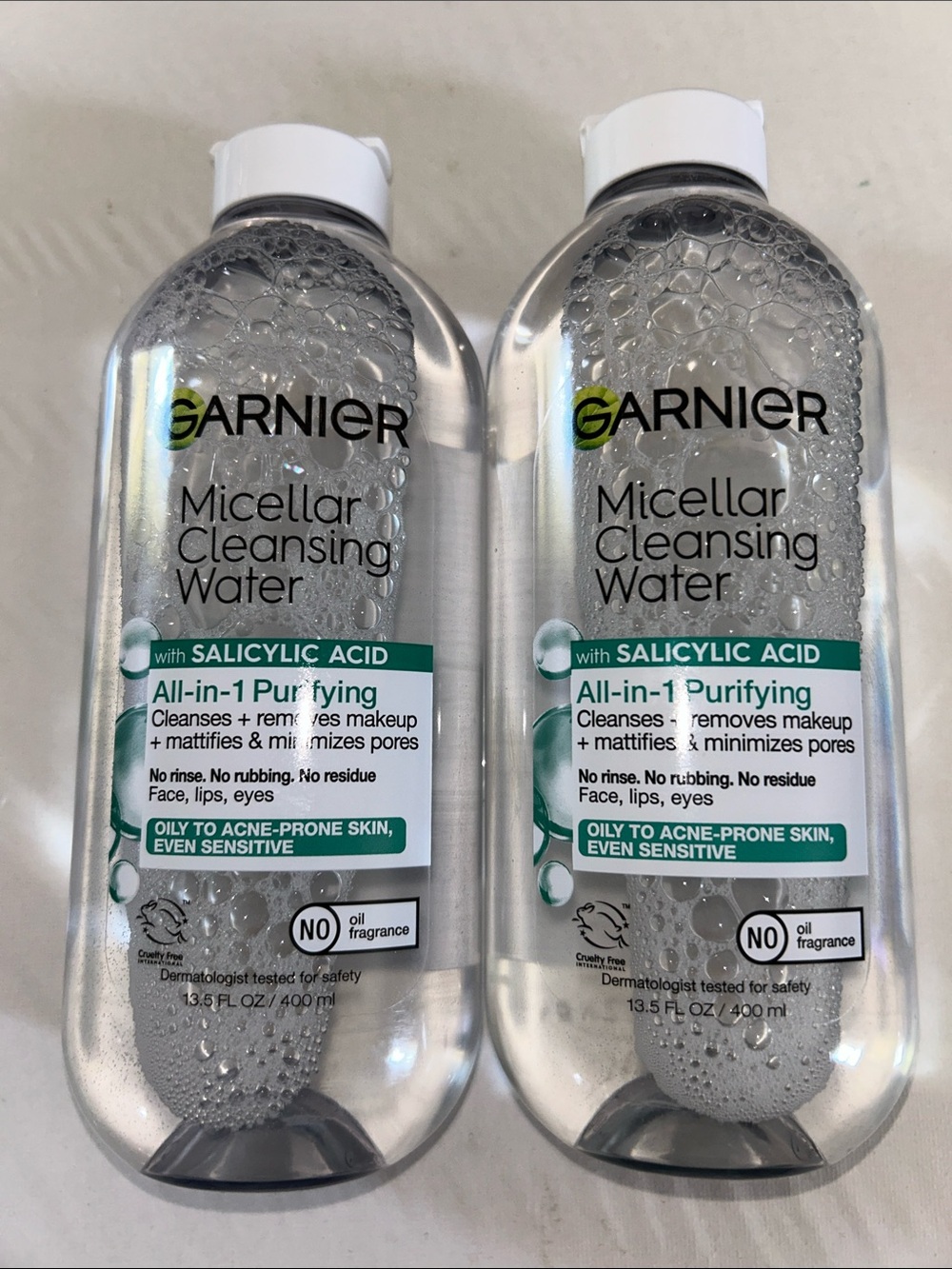 2x Garnier Micellar Cleansing Water Bottles — with Salicylic Acid